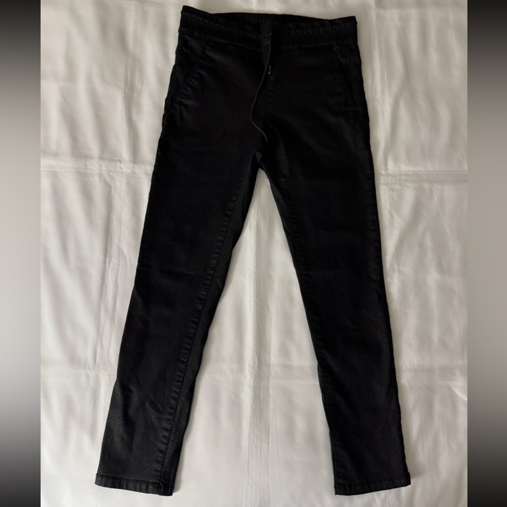 Bevy Flog Snakeskin Patterned Black Drawstring Waist Pants